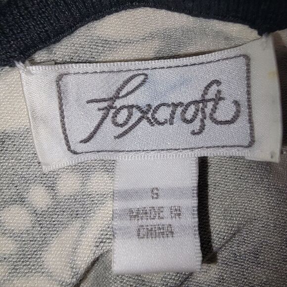 Foxcroft Floral Filagree Silk Blend Drape Open Front Cardigan Size Small - Picture 4 of 6